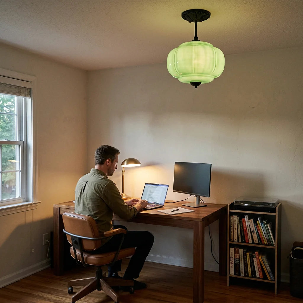Plafonnier Maravine dans un bureau, Noir & Vert
