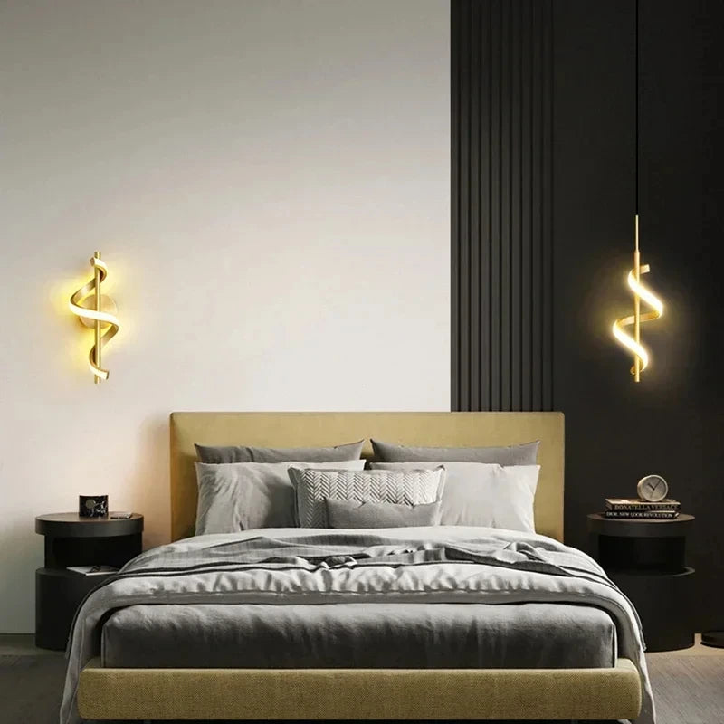 eclairage mural ou suspendu led forme spiral.
