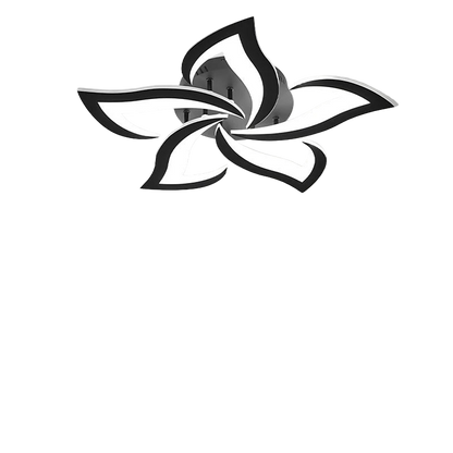 Plafonnier LED Lotus design floral moderne avec lumière tricolore.