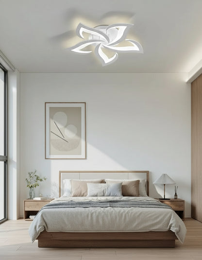 Version blanche du plafonnier LED Lotus minimaliste pour salon.