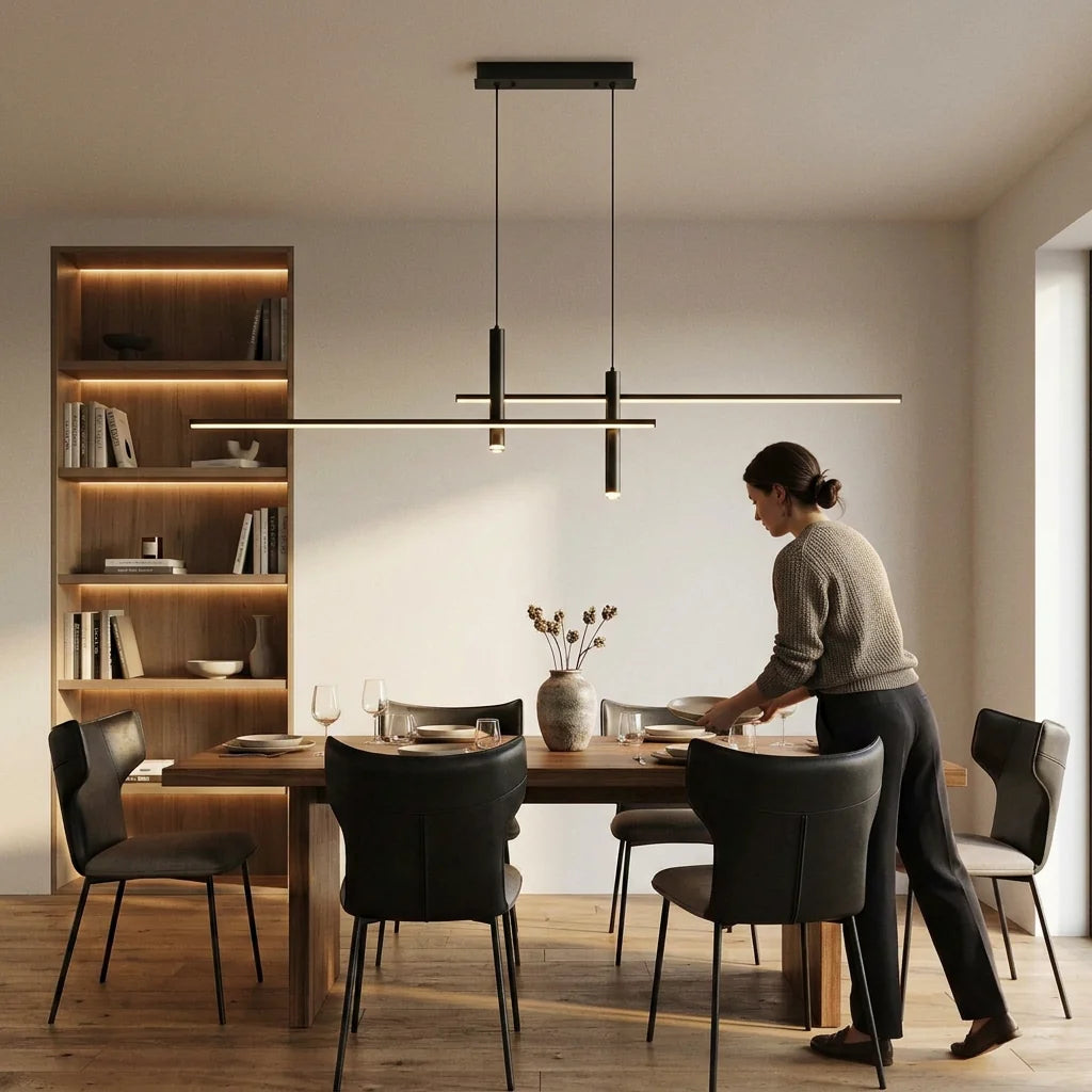 Suspension Prym noir mat, mise en situation salle à manger