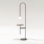 Lampadaire Marbre Verre Noir Tablette