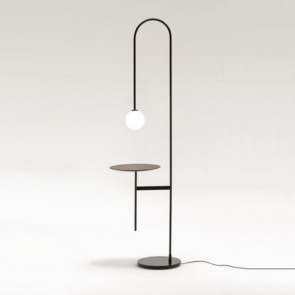Lampadaire Marbre Verre Noir Tablette