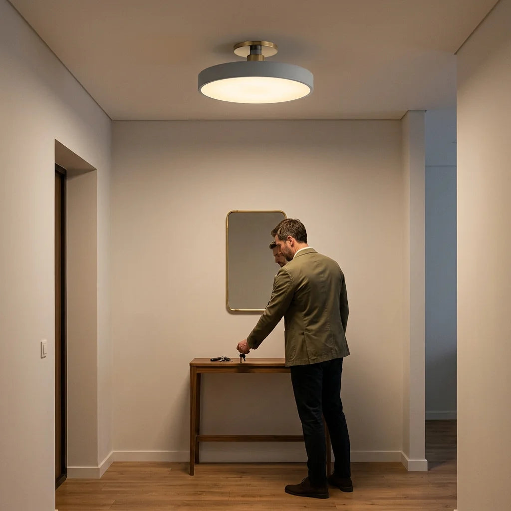 Plafonnier Solara dans une entrée, gris