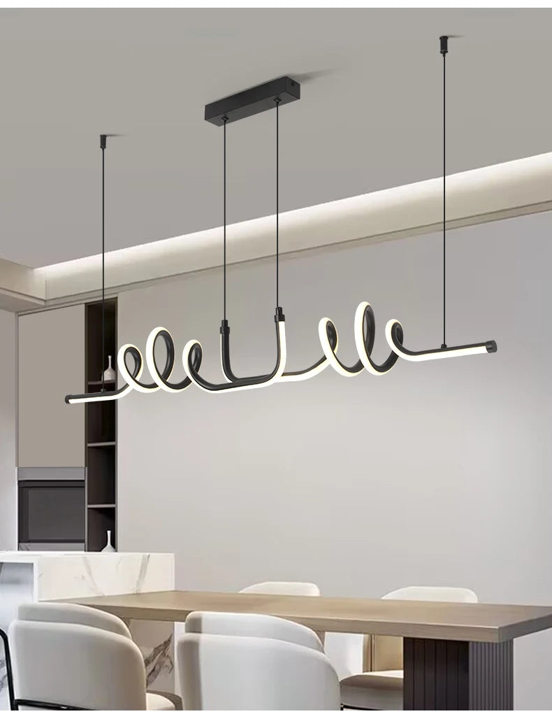 Structure en aluminium de la suspension LED design ondulée.