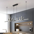 Vue de profil de la suspension LED ondulée minimaliste.
